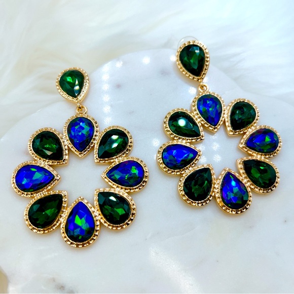 louis xiv jewelry Jewelry - Gold and Jewel-Toned Teardrop Earrings